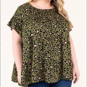 ChicSoul Cheetah Print Babydoll Top